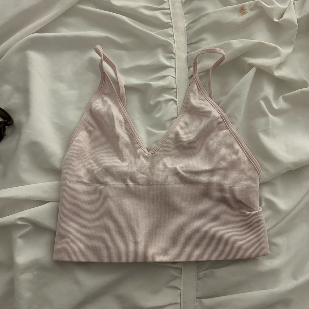Light Pink Ribbed Crop Top